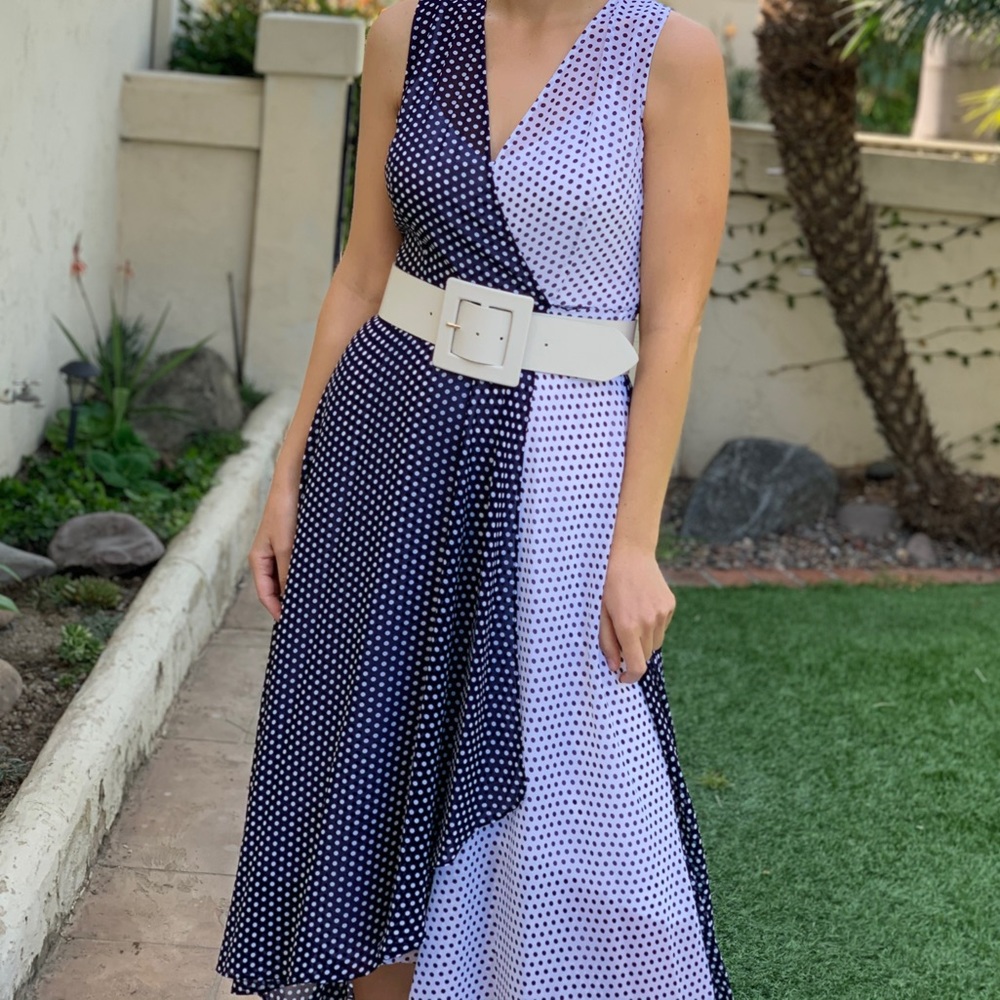 Two tone polka dot midi dress Calvin Klein